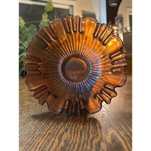 Vintage Northwood Carnival Glass Dark Marigold Ripple